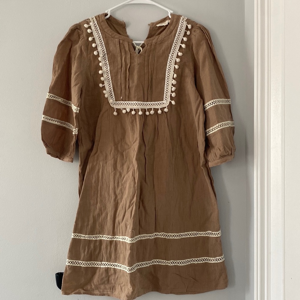 GIRL'S CHELSEA & VIOLET BROWN BOHO DRESS